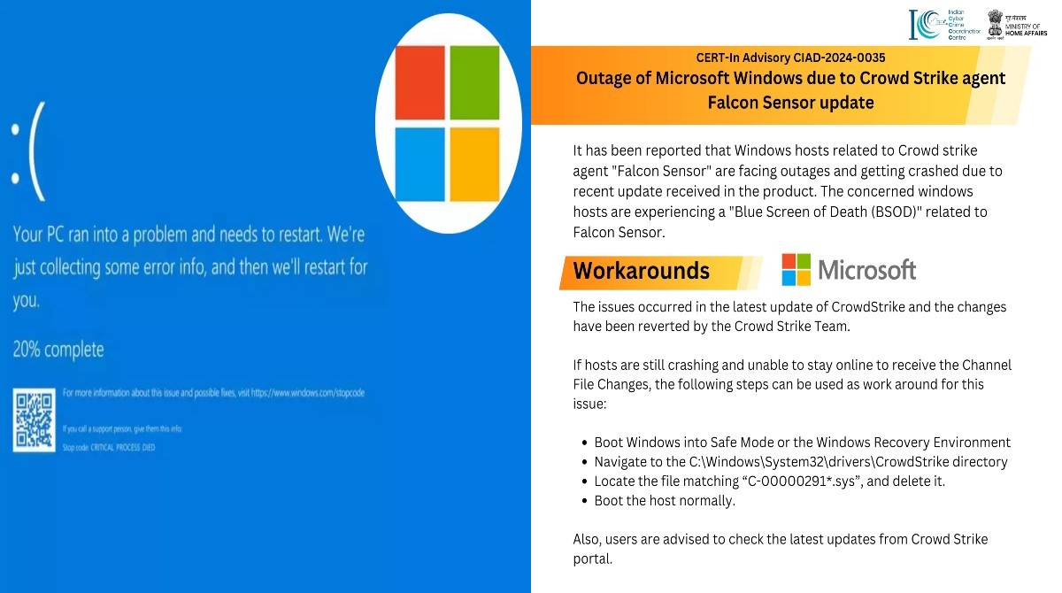 दुनियाभर में Microsoft सर्वर पड़ा ठप: भारत सरकार ने अपने नागरिकों के लिए जारी की एडवायजरी, CrowdStrike के CEO ने कही ये बात