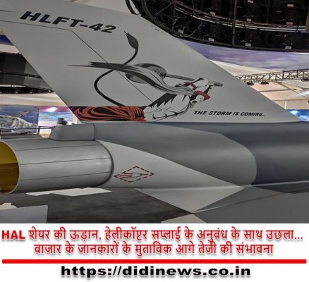 एचएएल शेयर की ऊड़ान, हेलीकॉप्टर सप्लाई के अनुबंध के साथ उछला... बाजार के जानकारों के मुताबिक आगे तेजी की संभावना।