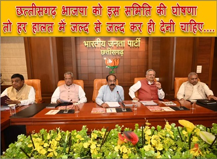 छत्तीसगढ़ भाजपा को इस समिति की घोषणा तो हर हालत में जल्द से जल्द कर ही देनी चाहिए....