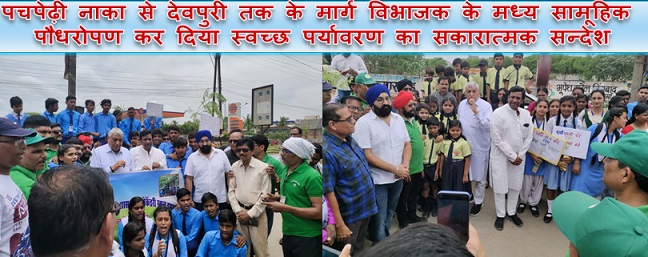 पचपेढ़ी नाका से देवपुरी तक के मार्ग विभाजक के मध्य सामूहिक पौधरोपण कर दिया स्वच्छ पर्यावरण का सकारात्मक सन्देश