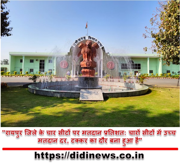 "रायपुर जिले के चार सीटों पर मतदान प्रतिशत: चारों सीटों में उच्च मतदान दर, टक्कर का दौर बना हुआ है"