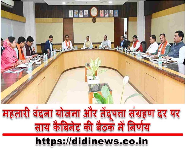 महतारी वंदना योजना और तेंदूपत्ता संग्रहण दर पर साय कैबिनेट की बैठक में निर्णय