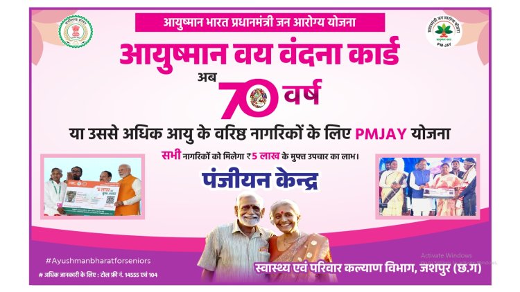   ‘‘आयुष्मान वय वंदना‘‘ कार्ड से 70 वर्ष एवं उससे अधिक आयु के वरिष्ठ नागरिकों को मिलेगा 5 लाख तक का निःशुल्क इलाज, जिले के 44 स्वास्थ्य केंद्रों में बनाया जा रहा है आयुष्मान वय वंदना कार्ड
