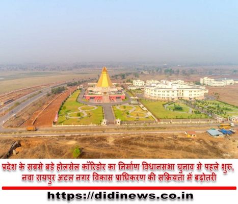 प्रदेश के सबसे बड़े होलसेल कॉरिडोर का निर्माण विधानसभा चुनाव से पहले शुरू, नवा रायपुर अटल नगर विकास प्राधिकरण की सक्रियता में बढ़ोतरी