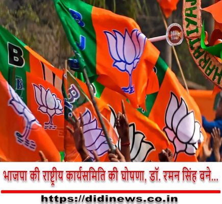 भाजपा की राष्ट्रीय कार्यसमिति की घोषणा, डॉ. रमन सिंह बने...