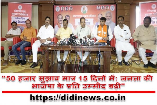 "50 हजार सुझाव मात्र 15 दिनों में: जनता की भाजपा के प्रति उम्मीद बढ़ी"