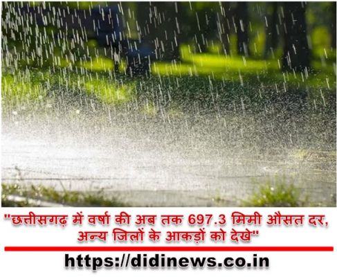 "छत्तीसगढ़ में वर्षा की अब तक 697.3 मिमी औसत दर, अन्य जिलों के आकड़ों को देखे"