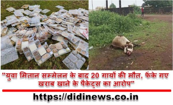 "युवा मितान सम्मेलन के बाद 20 गायों की मौत, फेंके गए खराब खाने के पैकेट्स का आरोप"