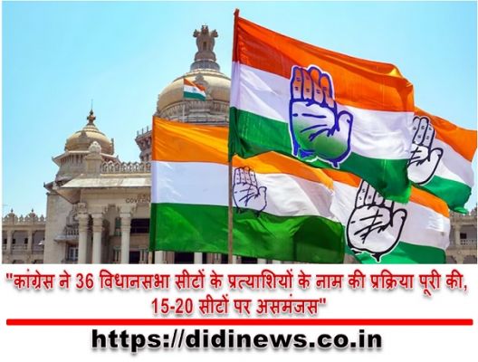 "कांग्रेस ने 36 विधानसभा सीटों के प्रत्याशियों के नाम की प्रक्रिया पूरी की, 15-20 सीटों पर असमंजस"