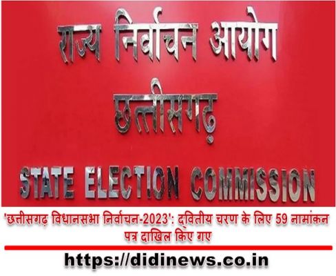 'छत्तीसगढ़ विधानसभा निर्वाचन-2023': द्वितीय चरण के लिए 59 नामांकन पत्र दाखिल किए गए
