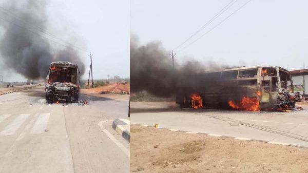 राजधानी के करीब हुआ बड़ा हादसा, 40 लोगों से भरी बस में लगी आग