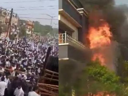 बलौदाबाजार में सतनामी समाज का उग्र प्रदर्शन, कलेक्टर और SP आफिस में लगाई आग… गाड़ियों को फूंका