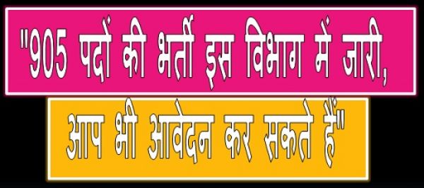 "905 पदों की भर्ती इस विभाग में जारी, आप भी आवेदन कर सकते हैं"