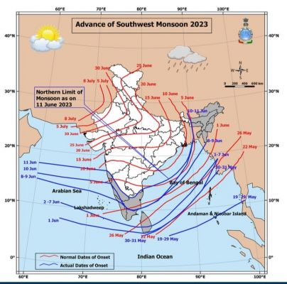 मानसून को आगे बढ़ने के लिए अनुकूल परिस्थितियां बनी हुई है 